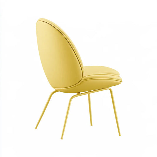 Chaise jaune à dossier ovale et piètement fin