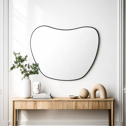 Miroir mural asymétrique à cadre noir fin